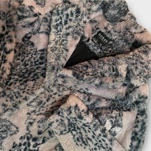 Guess Los Angeles Faux Fur Coat Pink Animal Cheetah Print Womens Outerwear Small - Picture 8 of 9